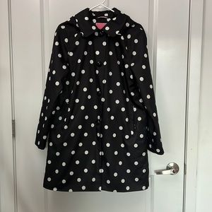 Kate Spade Polka Dot Raincoat with Detachable hood and Pink Satin Lining Size M